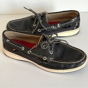 Sperry Top-Sider Black Leather Boat Shoes Women Size 9.5M